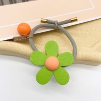 Cute Candy-colored Flower Wooden Hair Rope sku image 2