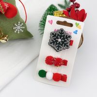 Cute Elk Santa Claus Snowflake Christmas Plush Hairpin 3-piece Set sku image 1