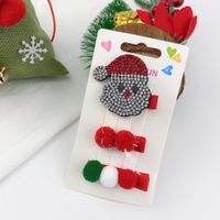 Cute Elk Santa Claus Snowflake Christmas Plush Hairpin 3-piece Set sku image 2