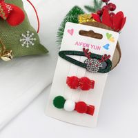 Cute Elk Santa Claus Snowflake Christmas Plush Hairpin 3-piece Set sku image 3