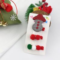 Cute Elk Santa Claus Snowflake Christmas Plush Hairpin 3-piece Set sku image 4