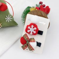 Cute Elk Santa Claus Snowflake Christmas Plush Hairpin 3-piece Set sku image 5