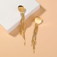 Metal Fashion Simple Round Tassel Long Earrings sku image 1