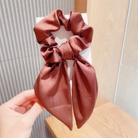 New Foreign Trade Hair Band Knotted Satin Rabbit Ears Head Rope Ponytail Hair Band Girl Large Intestine Ring Pure Color All-matching Hair Accessories sku image 2
