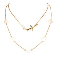 Alloy Pearl Double-layer  Retro Simple Flower Shell Necklace sku image 1