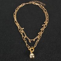 Fashion  Retro Alloy Ball Pendant Box Chain Double Layer Necklace sku image 1