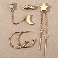 Fashion Simple Long Tassel Star Moon Earrings sku image 1