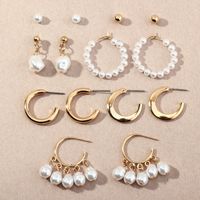 Fashion Geometric C-shaped Pearl Earrings sku image 1