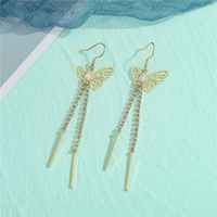 Fashion Diamond Butterfly Tassel Long Earrings sku image 2