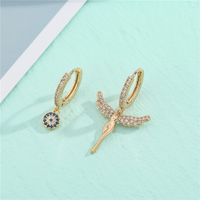 Asymmetric Diamond-studded Sun Angel Wings Copper Micro-inlaid Zircon Earrings sku image 1