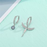 Asymmetric Diamond-studded Sun Angel Wings Copper Micro-inlaid Zircon Earrings sku image 2