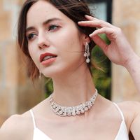 Luxury Rhinestone Necklace Earring Set main image 1