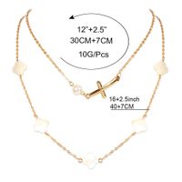 Alloy Pearl Double-layer  Retro Simple Flower Shell Necklace main image 6