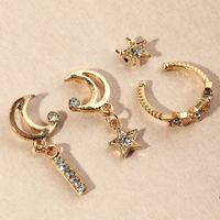 Fashion Simple Diamond Star Moon Earrings main image 4