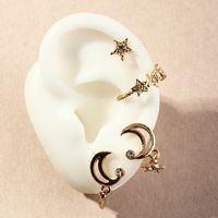 Fashion Simple Diamond Star Moon Earrings main image 5