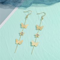 Fashion Diamond Butterfly Tassel Long Earrings main image 4