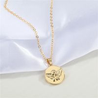 Korea Creative Cute Alloy Round Carved Angel Pendant Necklace main image 3