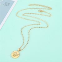 Korea Creative Cute Alloy Round Carved Angel Pendant Necklace main image 5