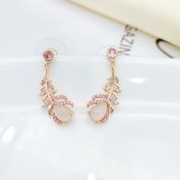 Fashion Opal Leaf Diamond-studded Zircon Earrings main image 3