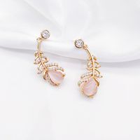 Fashion Opal Leaf Diamond-studded Zircon Earrings main image 4
