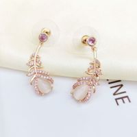 Fashion Opal Leaf Diamond-studded Zircon Earrings main image 6