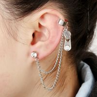 Exaggerated Zipper Tassel Diamond-studded Hypoallergenic Ear Clip main image 2