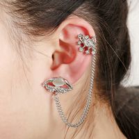 Tassel Crystal Crown Lip Print Earrings main image 1