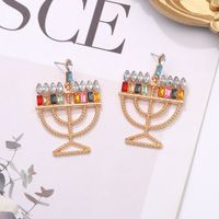 Christmas Series Colorful Diamond Candlestick Earrings main image 5