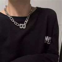 Fashion Creative Thick Chain Letter Pendant Alloy Necklace main image 4