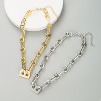 Fashion Creative Thick Chain Letter Pendant Alloy Necklace main image 5
