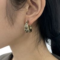 Simple Retro C-shaped Imitation Diamond Earrings main image 5
