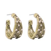 Simple Retro C-shaped Imitation Diamond Earrings main image 3
