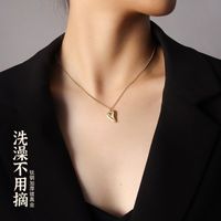 Trend Love Heart  Simple Titanium Steel 18k Gold Necklace main image 4