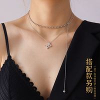 Hammer Square Pattern Superfine Clavicle Chain M English Letter Necklace main image 5