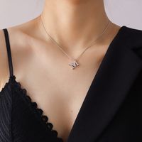 Hammer Square Pattern Superfine Clavicle Chain M English Letter Necklace main image 4