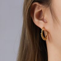 Fashion Titanium Steel Hoop Earrings main image 1