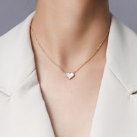 Fashion Peach Heart White Sea Shell Pendant Love Necklace main image 3