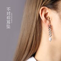Titanium Steel Pearl Asymmetric Earrings main image 4