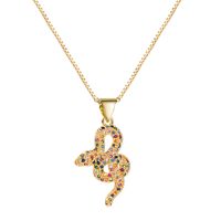 Creative Copper Micro-inlaid Zircon Snake-shaped  Necklace main image 2