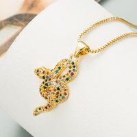 Creative Copper Micro-inlaid Zircon Snake-shaped  Necklace main image 3