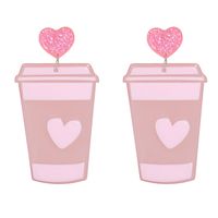 Acrylic Pink Milk Tea Cup Earrings main image 1