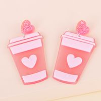 Acrylic Pink Milk Tea Cup Earrings main image 3