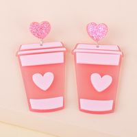 Acrylic Pink Milk Tea Cup Earrings main image 4