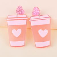 Acrylic Pink Milk Tea Cup Earrings main image 5