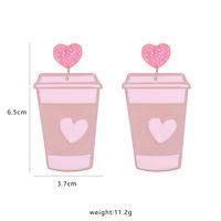 Acrylic Pink Milk Tea Cup Earrings main image 6