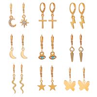 Creative Simple Eyes Lightning Alloy Earrings Set 9 Pairs main image 1