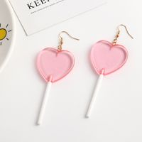 Sweet Candy Color Heart Lollipop Earrings sku image 1