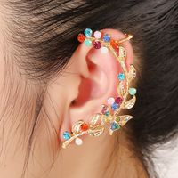 Colorful Diamond Leaf Alloy Hypoallergenic Earrings sku image 1