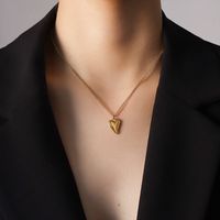 Trend Love Heart  Simple Titanium Steel 18k Gold Necklace sku image 3