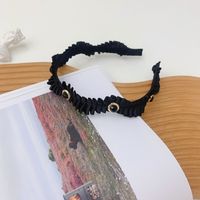 Retro Fold Pearl Black Fabric Headband sku image 2